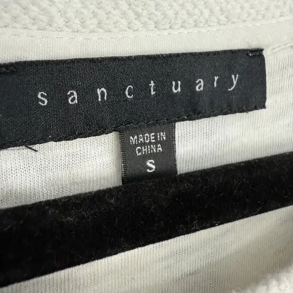 Sanctuary Short Sleeve Top Size Small Blue White Nautical Stripe split back - Picture 7 of 8